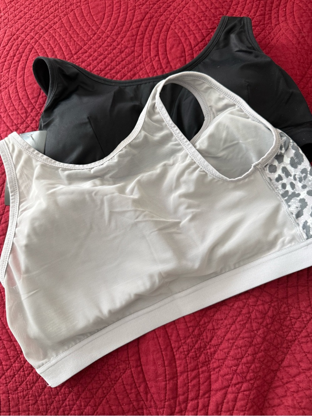 AnyBody Women’s Black & Gray Leopard Print Sports Bra Set - 2 Pack - Picture 2 of 4